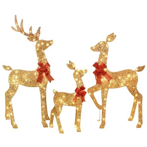 3 Piece LED Deer Family – Illuminated Outdoor Holiday Display
